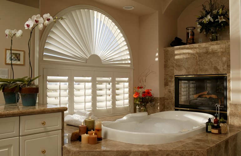 Our Specialists Installed Shutters On A Sunburst Arch Window In Cleveland, Ohio